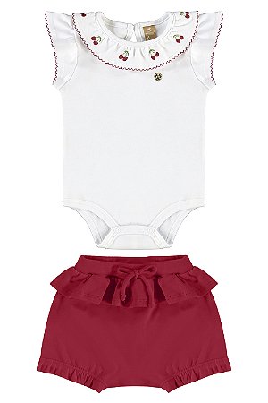 Conjunto Body Babado Cereja P - Up Baby