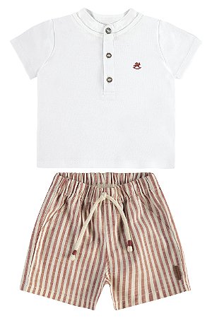 Conjunto Listrado Vermelho M - Up Baby