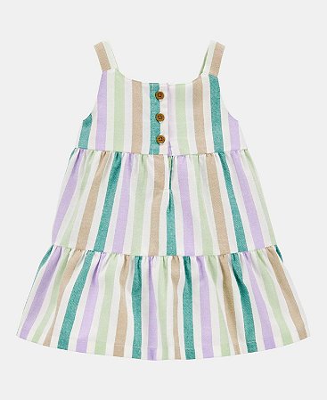 Vestido Listrado Lilás/Verde - 18m (12 a 18 meses) - Carter's