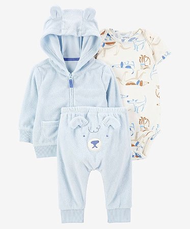 Conj 3 peças Cardigan Dog Azul - 6m (3 a 6 meses) - Carter's