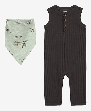 Macacão Preto + Bandana - 3m (1 a 3 meses) - Carter's