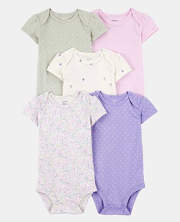 Kit Body Bolinhas Rosa/Lilás - 6m (3 a 6 meses) - Carter's