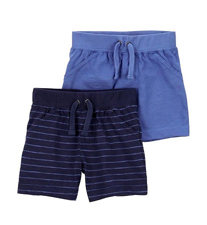 Kit 2 Bermudas Azul Marinho/Azul - 3m (1 a 3 meses) - Carter's