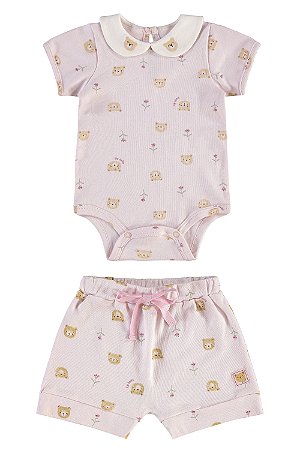 Conjunto Body Gola Ursinho Rosa - Tam G - Up Baby