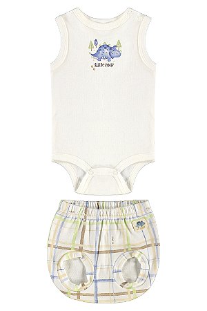 Conjunto Body Regata Branco Dino - Tam RN - Up Baby