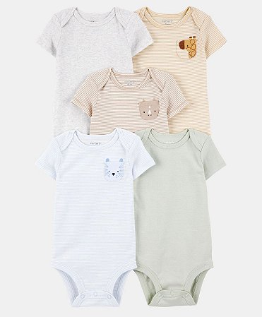 Kit 5 Bodys Animais Baby Boy - 9m (6 a 9 meses) - Carter's