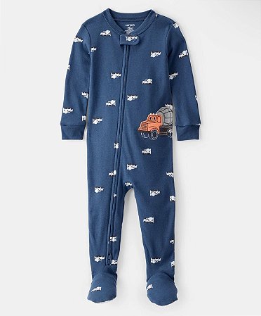 Pijama Azul Construção - 12m (9 a 12 meses) - Carter's