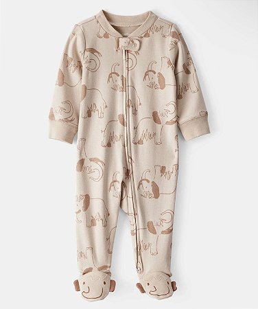 Pijama Mamute Bege - 3m (1 a 3 meses) - Carter's