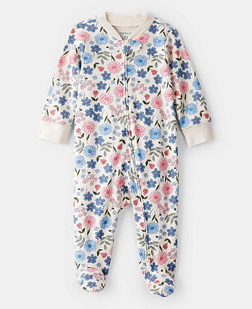 Pijama Pijama Floral Rosa/Azul - 4T (4 a 5 anos) - Carter's