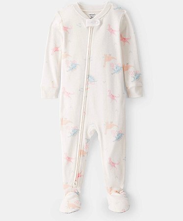 Pijama Branco Dino Rosa - 4T (4 a 5 anos) - Carter's
