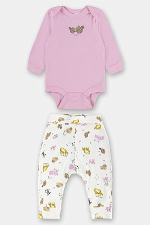 Conjunto Body Calça Esquilo Rosa - Tam RN - Up Baby