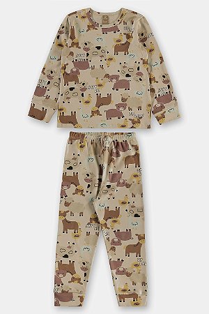 Pijama Blusa e Calça Fazenda Marrom - Tam 6 - Up Baby
