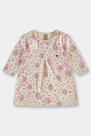 Vestido Manga Longa Rosa Morango - Tam P - Up Baby
