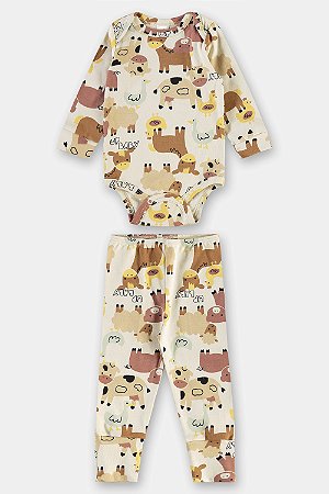 Conjunto Body e Calça Fazenda Marrom - Tam P - Up Baby