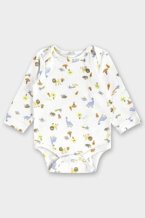 Body Manga Longa Animaizinhos - Tam G - Up Baby