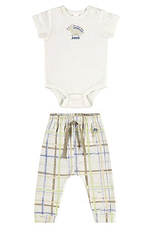 Conjunto Calça Dino Quadriculada - Tam P - Up Baby