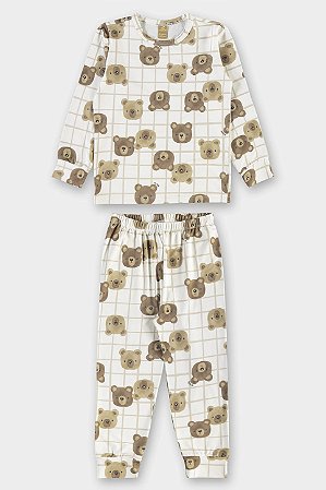Pijama Calça Térmica Urso Bege - Tam 4 - Up Baby
