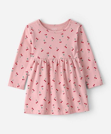 Vestido Manga Longa Cereja Rosa - 24m (18 a 24 meses) - Carter's