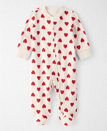 Pijama Macacão Creme Corações - 3m (1 a 3 meses) - Little Planet