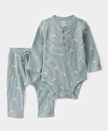 Conjunto Floral Wafle Verde - 24m (18 a 24 meses) - Carter's