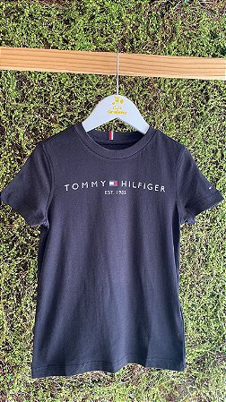 Camiseta Preta Logo Escrita - Tam 6 (6 anos) - Tommy Hilfiger