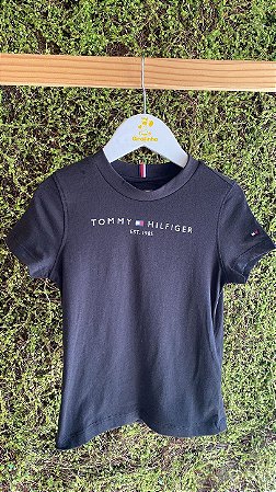 Camiseta Preta Logo Escrita - Tam 4 (4 anos) - Tommy Hilfiger