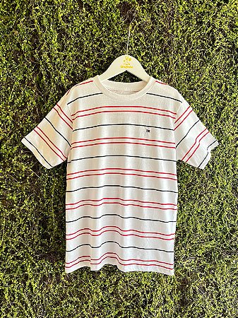 Camiseta Listrada Fresh White - Tam 10/12 - Tommy Hilfiger