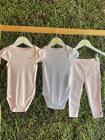 Conjunto 3 Peças Poa Rosinha - Tam 18m (18 a 24 meses) - Tommy Hilfiger
