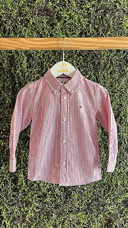 Camisa Social Listrada Vermelha - Tam 3 (3 anos) - Tommy Hilfiger