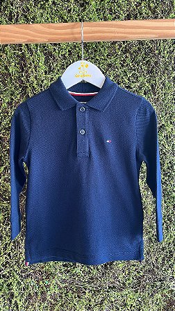 Camisa Longa Polo Azul Marinho - Tam 6 (6 anos) - Tommy Hilfiger