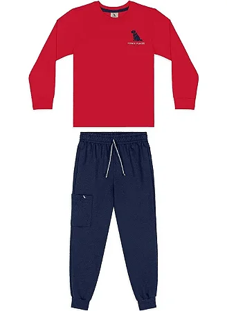 Conjunto Camiseta Vermelha Calça Azul - Tam 6 - Quimby