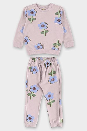 Conjunto Blusão Rosa Flores - Tam 8 - Up Baby