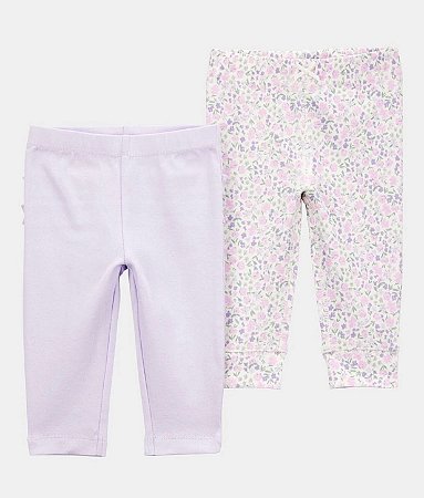 Kit 2 Calças Floral/Lilás - 9m (6 a 9 meses) - Carter's