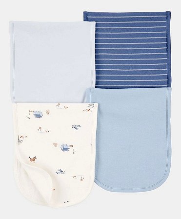 Kit 4 Panos de Ombro Azul Listrado - Carter's