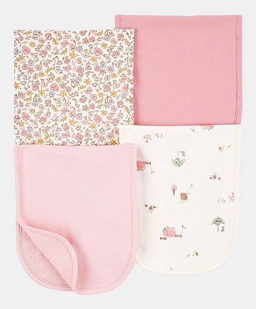 Kit 4 Panos de Ombro Floral/Rosa - Carter's