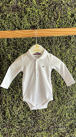 Body Manga Longa Branco 12m(9 a 12 meses) - Tommy Hilfiger