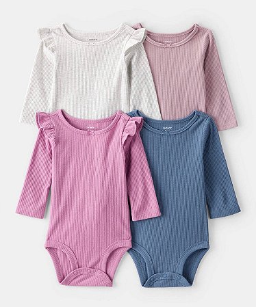 Kit 4 Bodys Babado Ombro - 12m (9 a 12 meses) - Carter's