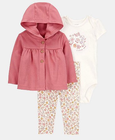 Conj 3 peças Cardigan Floral Little One - 3m (1 a 3 meses) - Carter's