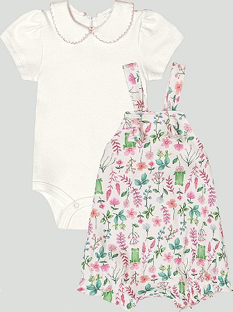 Conjunto Body Jardineira Rosa e Sapo Tam RN - Up Baby