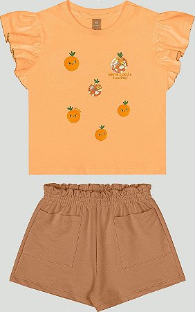 Conjunto Short Laranja Pessego Tam 1 - Up Baby