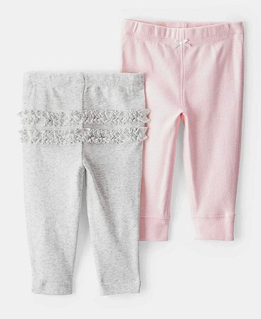 Kit 2 Calças Rosa/Cinza - 12m (9 a 12 meses) - Carter's
