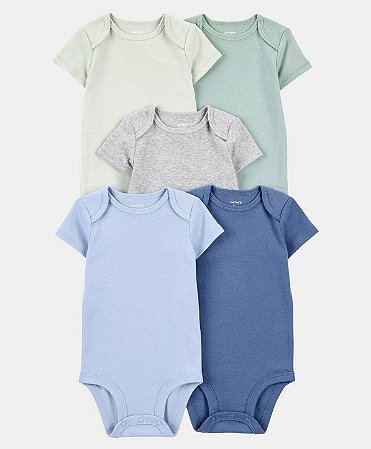 Kit 5 Bodys Candy Verde/Azul - 18m (12 a 18 meses) - Carter's
