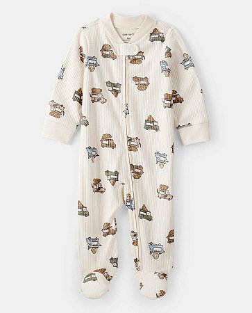 Pijama Macacão Creme Truck - 9m (6 a 9 meses) - Carter's