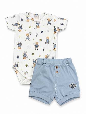 Conjunto Body Cobre Fraldas Urso Tenista Tam GG - Mini & Co
