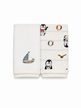 Kit 2 Toalhas de Boca Pinguim Navy - Mini & Co