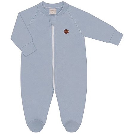 Macacão Zíper Azul Bebê Tam G - Mini & Co
