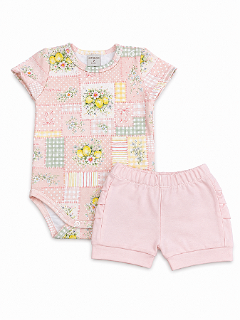 Conjunto Body/Shorts Babadinho Limão - Tam 1 - Mini & Co