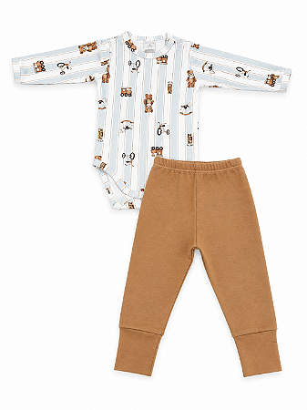 Conjunto Body/Mijão Pé Rever Vintage Boy Tam RN - Mini & Co