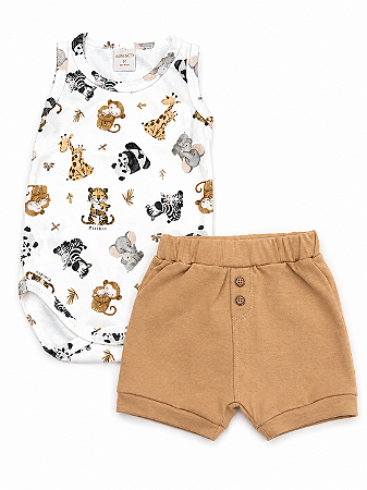 Conjunto Body Cobre Fraldas Safari Tam GG - Mini & Co
