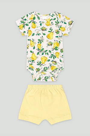 Conjunto Body Pera Short Amarelo - Tam P - Up Baby